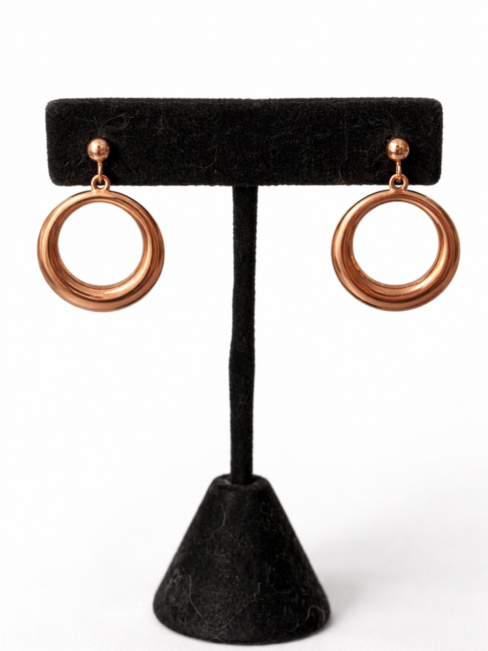 Copper dangle hoop earrings